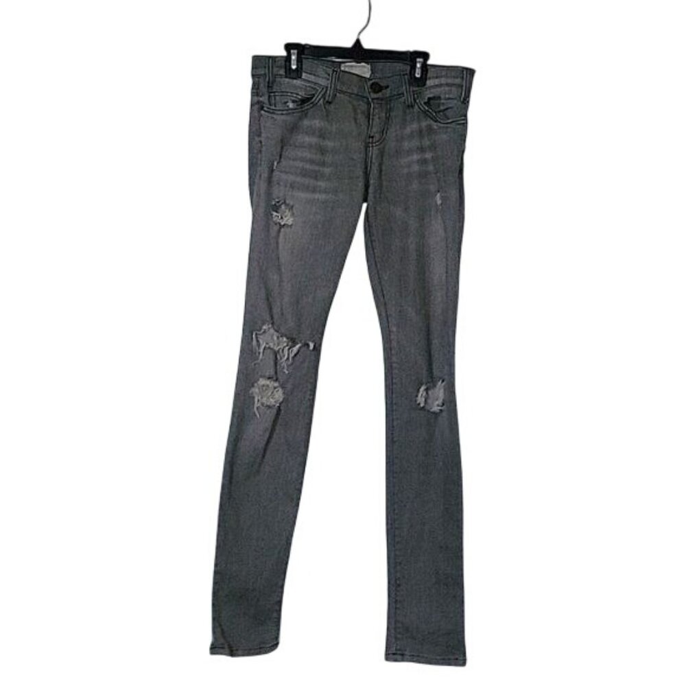 Current/Elliott Gray Distressed Skinny Jeans Womens Size 26 Cotton Blend